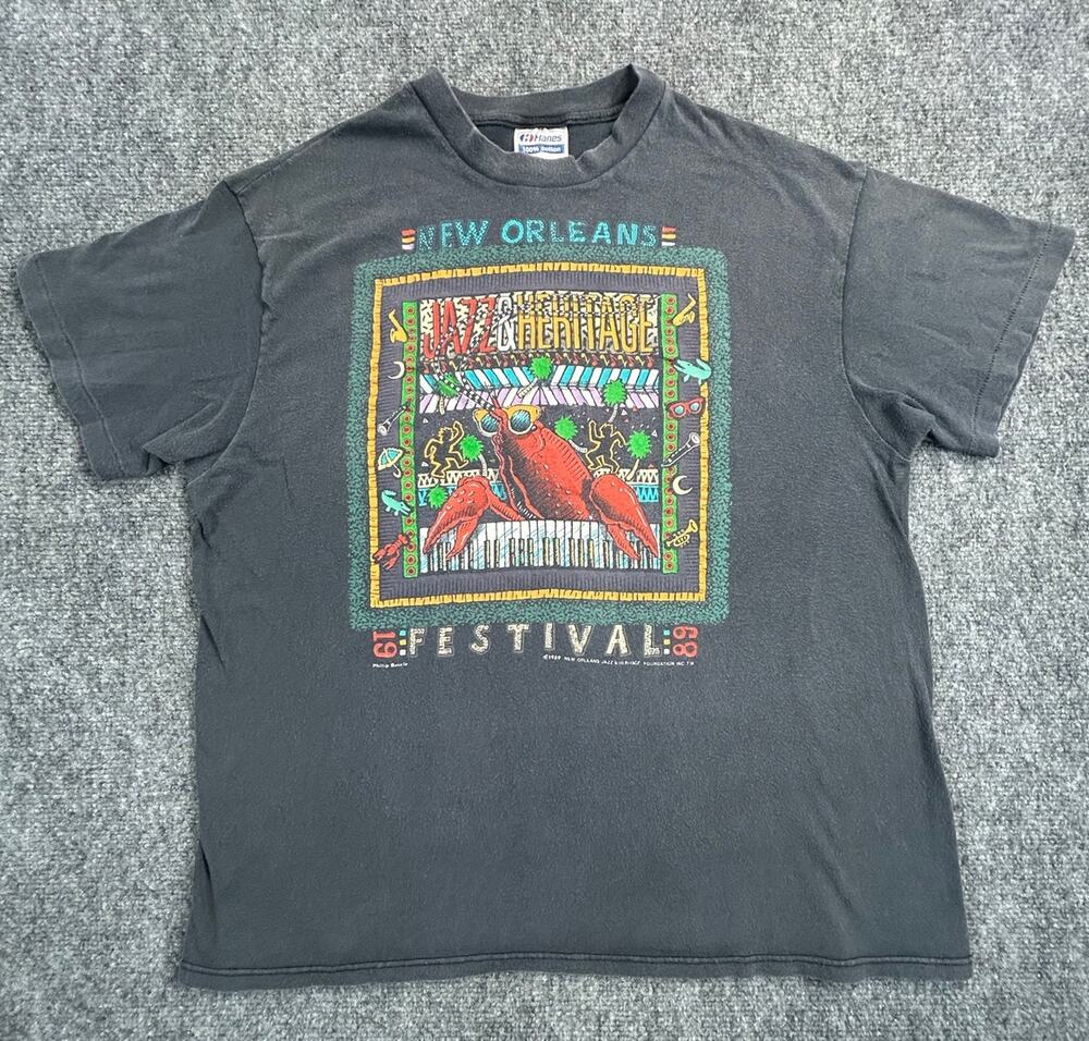Vintage 1989 New Orleans Jazz Heritage Festival T Shirt Youth XL Single Stitch - Picture 1 of 7